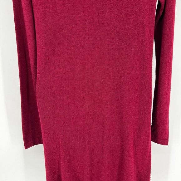 ASOS Sweater Dress Size 4 Burgundy Knee Length‎ Ribbed Dolman Sleeve Boat Neck - Picture 10 of 15